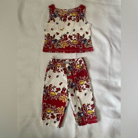 Jonathan Martin vintage toddler girls 2 pieces top and pants fruit print size 5 - Picture 1 of 14